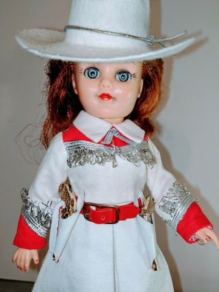 10 " Vogue Jan Cowgirl Doll In Tagged White Skirt W.  Accessories