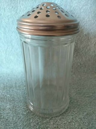 Vintage Ribbed Glass Cheese Sugar Shaker Dispenser Chicago B4 Clear Diner