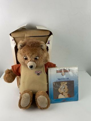 Vintage Teddy Ruxpin Bear W/ Box 1985 Worlds Of Wonder 2 Books 2 Tapes