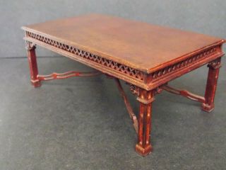 DOLLHOUSE DINING ROOM TABLE - CHIPPENDALE - MAHOGANY 2
