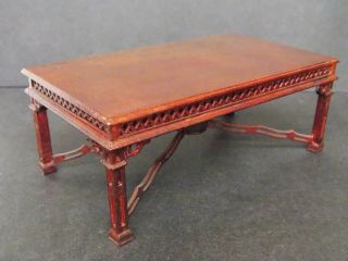 DOLLHOUSE DINING ROOM TABLE - CHIPPENDALE - MAHOGANY 3