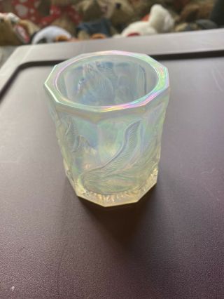 Fenton Art Glass Irridescent White Votive Candle Holder Vintage Rare West Va