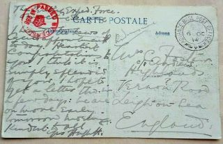 1914 German Prisoners Post Card With Unusual Advance Base Post Office Postmark