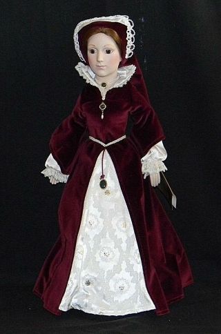Franklin Heirloom Porcelain Dolls,  " Mary I ",  The Great Queens Of England