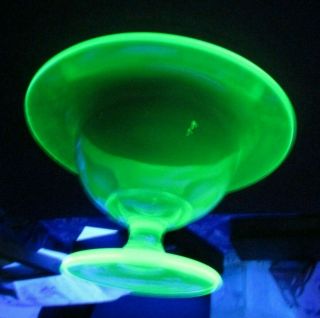 Antique Uranium/vaseline Glass Compote With Rounded Edges