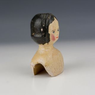 Antique Carved Wood & Hand Painted - Folk Art Dolls Shoulder Head 2