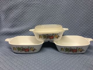 Vintage Corning Ware Spice Of Life 1 3/4 Cup P - 41 - B Set Of 3 With One Lid
