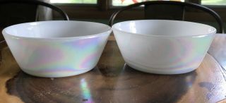 Iredescent Pearl Luster Federal Glass Milkglass Bowls Small Set Of 2