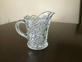 Vintage Clear Cut Glass Creamer Replacement 4 " Tall
