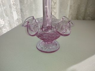 Fenton Glass Inverted Strawberry Dusty Rose Pink Handled Basket 2