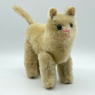 Antique Vintage Mohair Jointed Kitty Cat 6” Tall