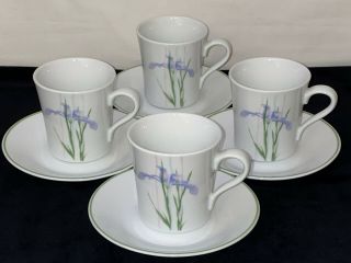 4 Corelle Corning Shadow Iris 3 1/2 " Cups & Saucers