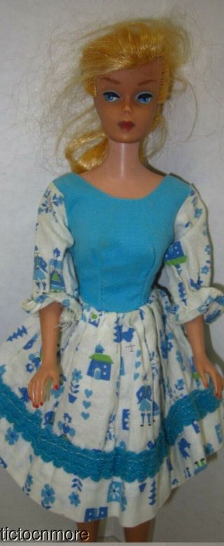 Vintage Barbie Swirl Ponytail Doll Lemon Blonde W/ Hk Dutch Windmill Dress