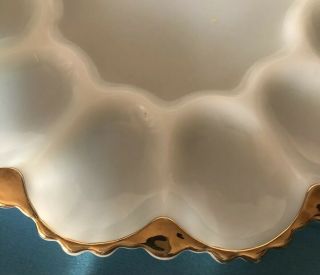 Fire King Milk Glass Divided Relish Dish & Egg Platter With Gold Trim 3
