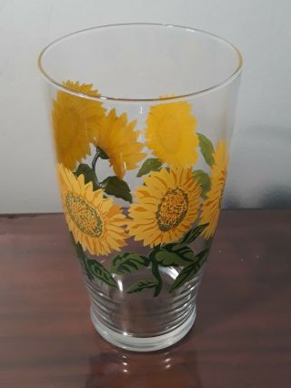 Vintage Libbey Large Sunflower Glass Tumbler 7 "