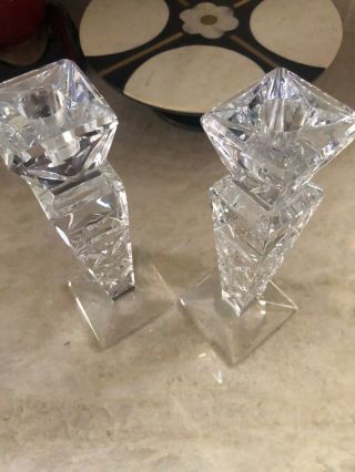 Towle 24 Lead Crystal Large Candlesticks Made In Poland