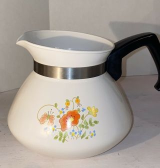 Vintage Corning Ware Wildflower 6 Cup Tea Pot P - 104