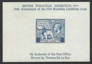 Gb 1925 Wembley Bee 1d Proof Reprint On Bpe 1975 Exhibition Sheet