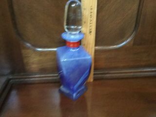 Vintage Hand Blown Lavorazione Arte Murano Made in Italy Blue Perfume Bottle 3