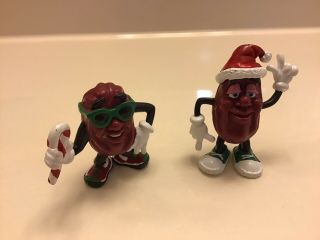 California Raisins,  Pvc Figures - Set Of 2,  Christmas,  Santa And Candy Cane Man