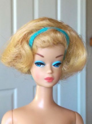 Rare Vintage Mattel Barbie American Girl Blond Side Part Wig With Headband