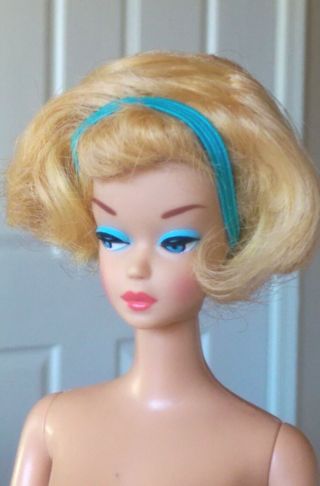 Rare Vintage Mattel Barbie American Girl Blond Side Part Wig with Headband 2