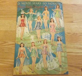 1941 Merrill 6 FAMOUS MOVIE STARS / ZIEGFIELD GIRL Uncut Paper Dolls 2