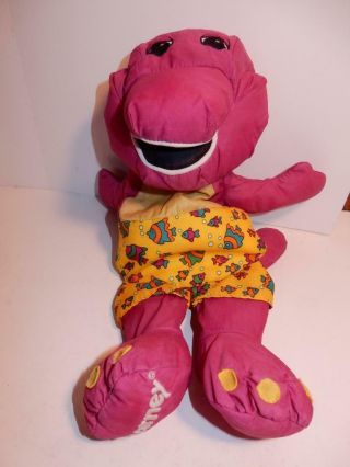 Vintage Playskool Barney The Purple Dinosaur Plush Doll For Bath Tub Toy