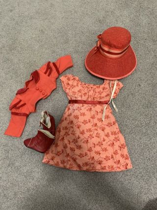 American Girl Doll Caroline Travel Outfit Spencer Hat Jacket Dress Shoes