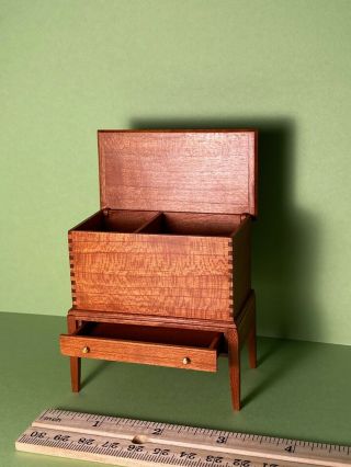 Artisan Randy G.  Himes cherry wood sugar chest; 1992; 1:12 scale 2