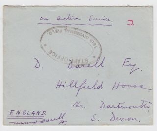 Ww2 India 18th Punjabis On Active Service Cover 1940 Staff Office To Dartmouth