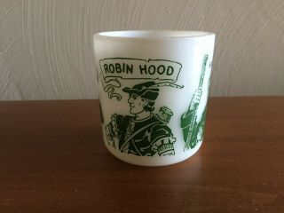 Vintage Hazel Atlas Milk Glass Robin Hood Mug,  Friar Tuck Little John