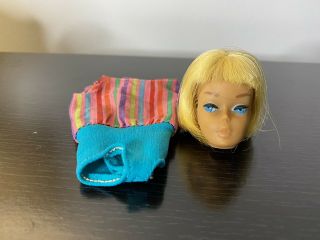Mattel Vintage Blonde American Girl Barbie Doll Head With Swimsuit
