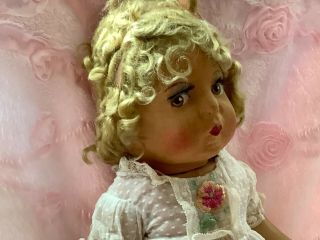 French Gre - Poir Type,  C1930,  19” Jointed Cloth " Fifi " Or " Lili " Doll