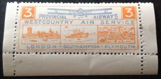 Gb Westcountry Air Service 3d Blue & Orange Air Stamp