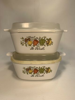 Set Of 2 Corning Ware Spice Of Life Petite Casserole Pan Dish P - 43 - B With Lid