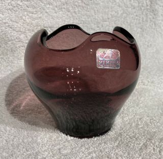 Vintage Viking Art Glass Rose Bowl Vase Amethyst Purple