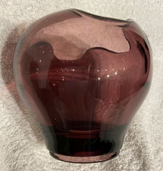 Vintage Viking Art Glass Rose Bowl Vase Amethyst Purple 3