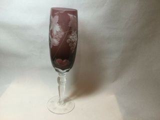 Bohemian Cut - To - Clear Crystal Amethyst Champagne Flute - 8 1/2 "