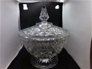 Vintage Candy Dish W/ Lid Anchor Hocking Clear Glass Wexford Pattern
