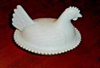 Indiana Glass Hen On Nest White Milk Glass Covered Dish