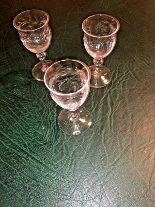 Set Of (3) Glasses Small Vintage Crystal Aperitif Digestive Schnapps