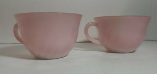Set Of 2 Pink Swirl Fire King Coffee Cups Mugs Rare