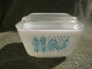 Vintage Pyrex 0501 Amish Rooster Glass Refrigerator Dish W/ Lid