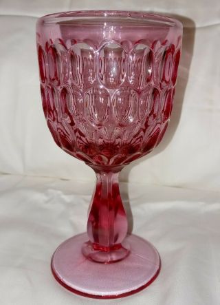 Vintage Fenton Colonial Pink Thumbprint Goblet Pressed Glass 6.  5 " Tall 1960 