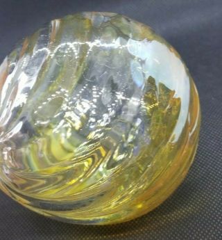 Hand Blown Art Glass Friendship/Witch Ball Sphere Sun Catcher Swirl Amber SIGNED 3