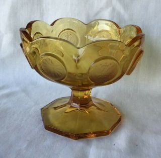 Vintage Fostoria Coin Glass Amber Small Footed Bowl