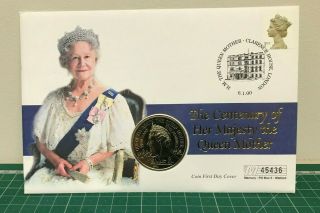 2000 The Centenary Of The Queen Mother First Day £5 Coin Cover M544