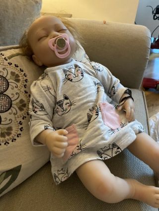 Lifelike 22in Sleeping Girl Soft Silicone Reborn Doll Handmade Newborn Baby