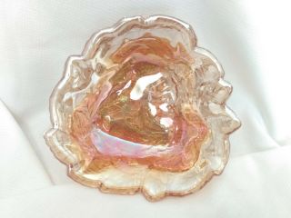 Marigold Amber Carnival Glass Candy Dish Bowl W/3d Leaves And Berries Pattern